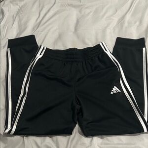 Adidas Kids Black Joggers with White Stripes